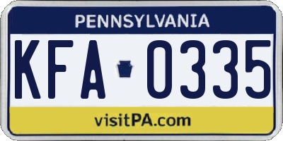 PA license plate KFA0335