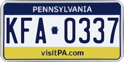 PA license plate KFA0337