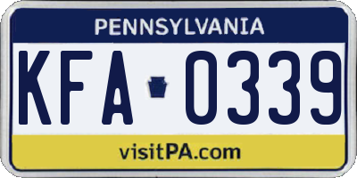 PA license plate KFA0339