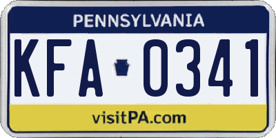 PA license plate KFA0341