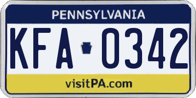 PA license plate KFA0342