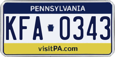 PA license plate KFA0343