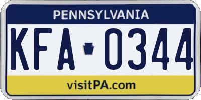 PA license plate KFA0344