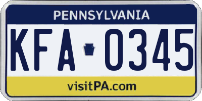 PA license plate KFA0345