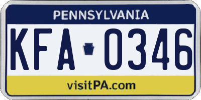 PA license plate KFA0346