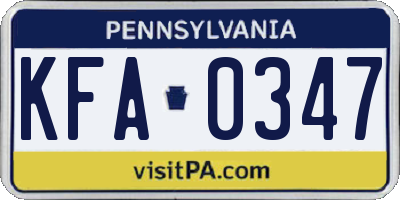 PA license plate KFA0347
