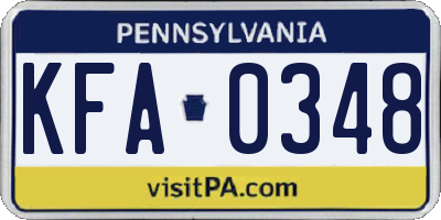 PA license plate KFA0348