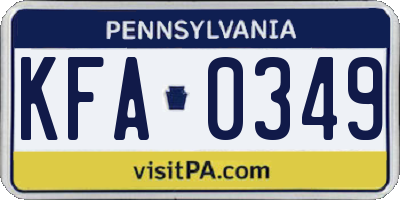 PA license plate KFA0349