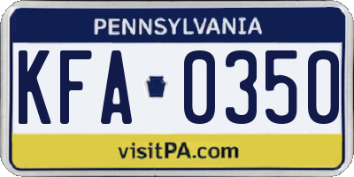 PA license plate KFA0350