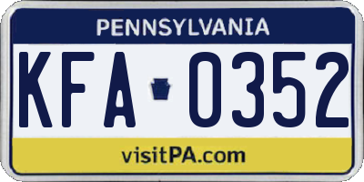 PA license plate KFA0352