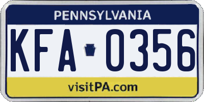 PA license plate KFA0356