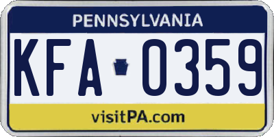 PA license plate KFA0359