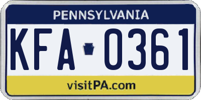 PA license plate KFA0361