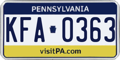 PA license plate KFA0363