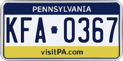 PA license plate KFA0367