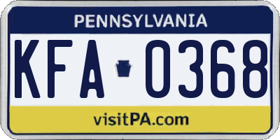 PA license plate KFA0368
