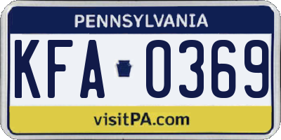 PA license plate KFA0369