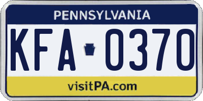 PA license plate KFA0370