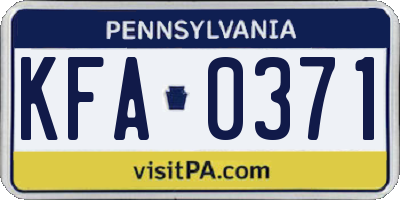 PA license plate KFA0371