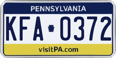 PA license plate KFA0372