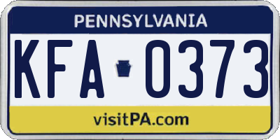 PA license plate KFA0373
