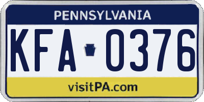 PA license plate KFA0376