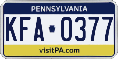 PA license plate KFA0377