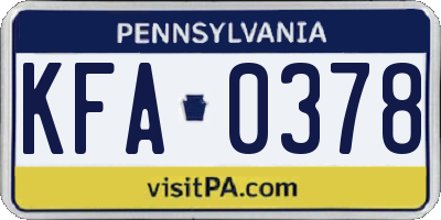 PA license plate KFA0378