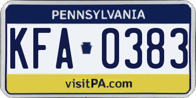 PA license plate KFA0383