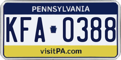 PA license plate KFA0388