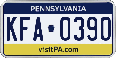 PA license plate KFA0390
