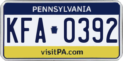 PA license plate KFA0392