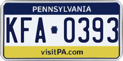 PA license plate KFA0393