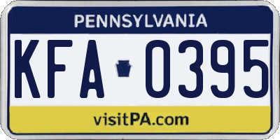 PA license plate KFA0395