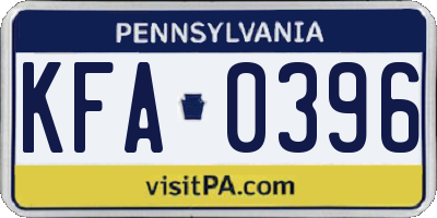 PA license plate KFA0396