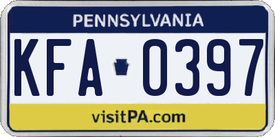 PA license plate KFA0397
