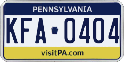 PA license plate KFA0404