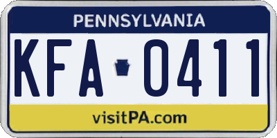 PA license plate KFA0411