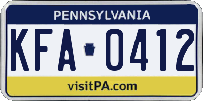 PA license plate KFA0412