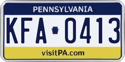 PA license plate KFA0413