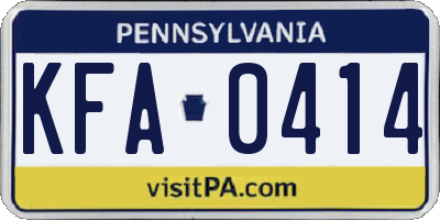 PA license plate KFA0414