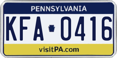 PA license plate KFA0416