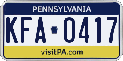 PA license plate KFA0417