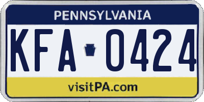 PA license plate KFA0424