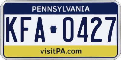 PA license plate KFA0427