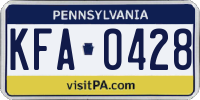 PA license plate KFA0428