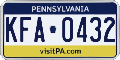 PA license plate KFA0432
