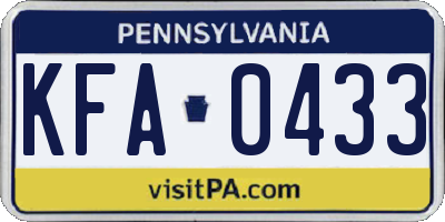 PA license plate KFA0433