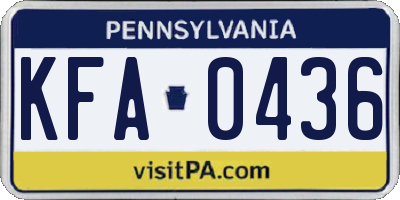PA license plate KFA0436