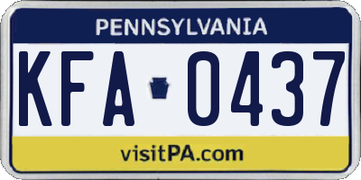 PA license plate KFA0437
